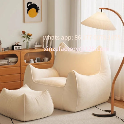 Customizable Living Room Sofas Simple Bedroom 1-person Lazy Sofa Comfortable Bean Bag Chair with Footrest Home Decoration
