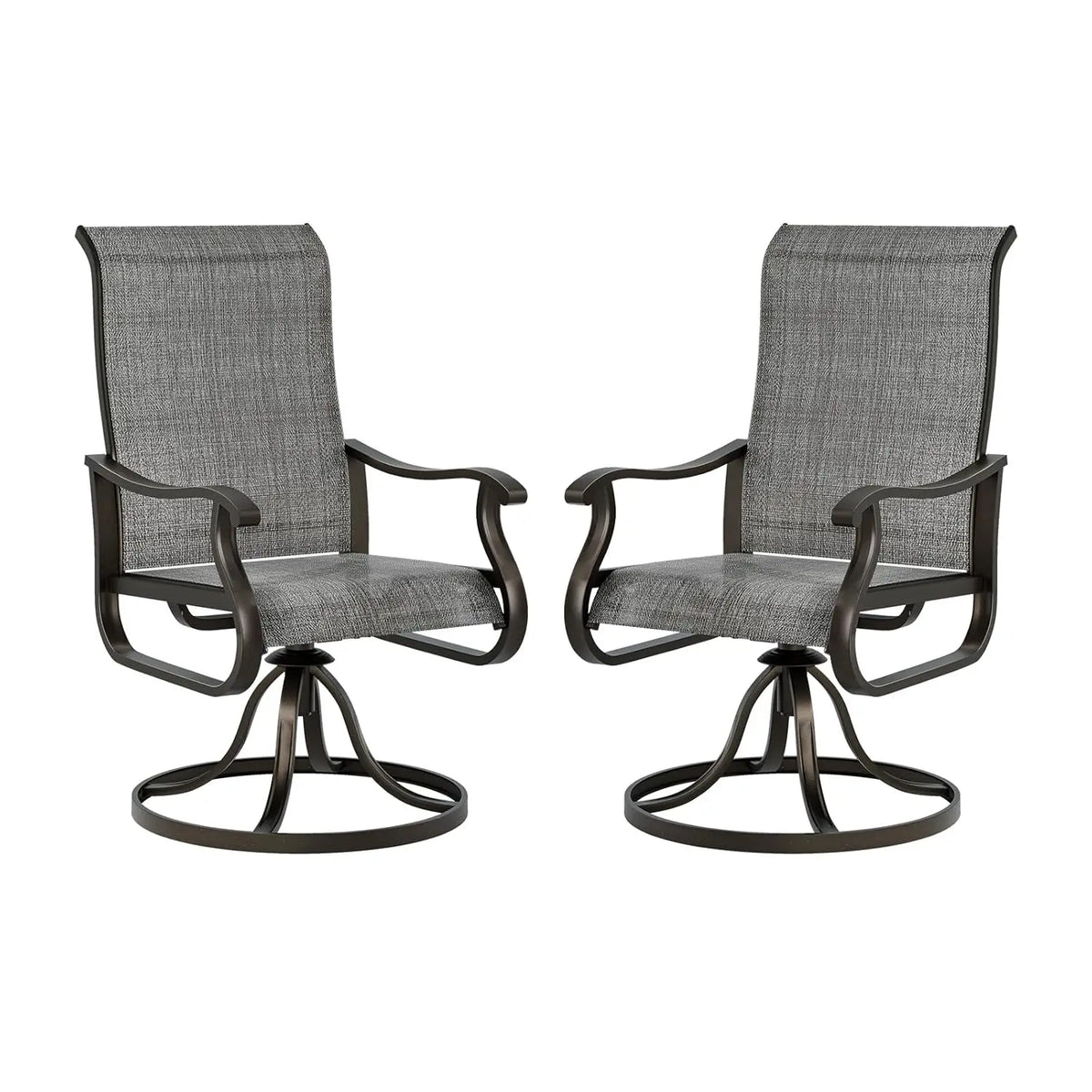 Patio Swivel Chairs Set of 2, Outdoor Dining Chairs High Back with Padded All Weather Breathable Textilene, Customized