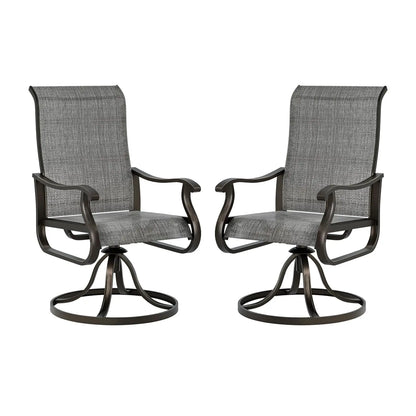 Patio Swivel Chairs Set of 2, Outdoor Dining Chairs High Back with Padded All Weather Breathable Textilene, Customized