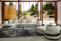 Modern Drawing Room Furniture High Quality Wooden Frame Leather Sectional Sofa Curved Couch Set