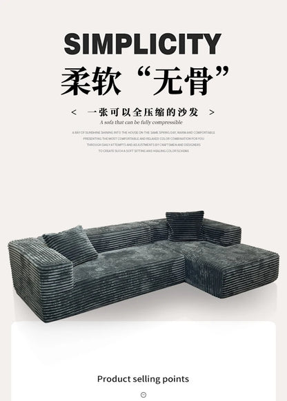 Vacuum Compression Sofa Corner Fabric Sofa Living Room Rabbit Plush Corduroy