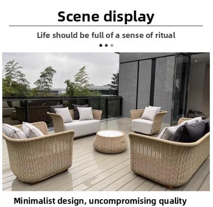 Italian Style Modern Luxury Waterproof Outdoor Rattan Garden Sofa Set For Hotels And Villas For Courtyard