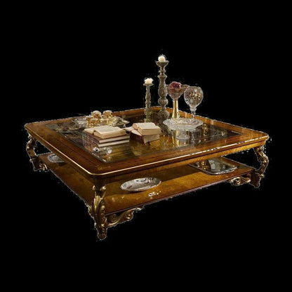 European solid wood coffee table French living room villa luxury carved retro coffee table