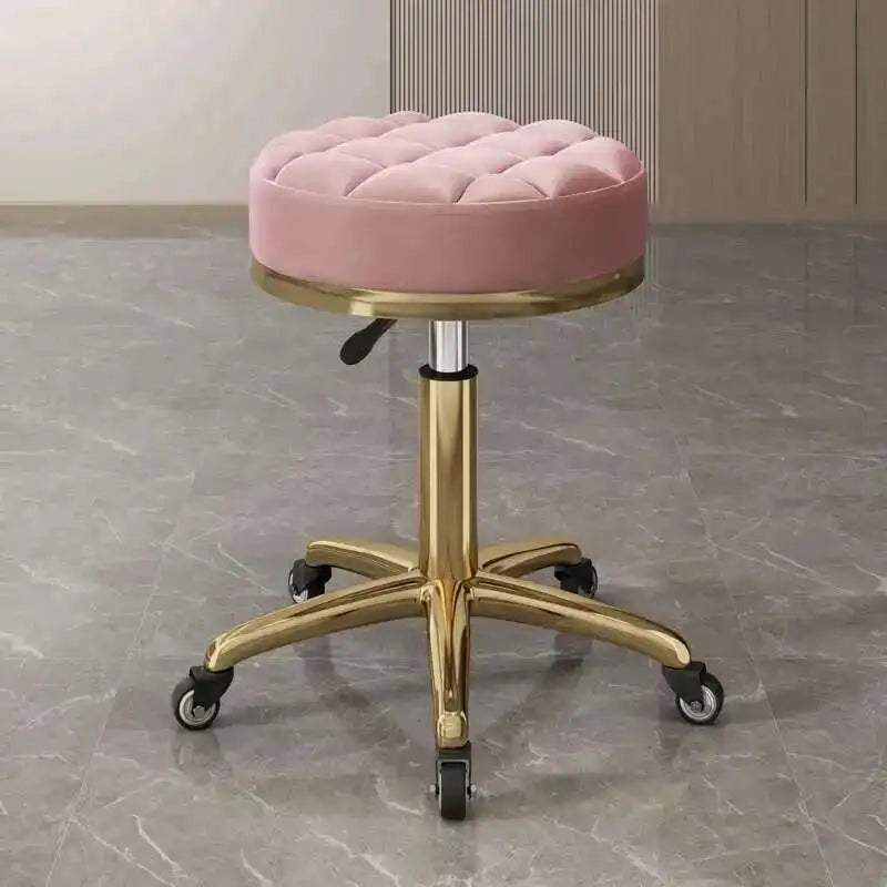 Barber Nail Salon Chair Swivel Wheels Rotating Salon Hair Stylist Barbershop Equipment Furniture Professional Rolling Silla