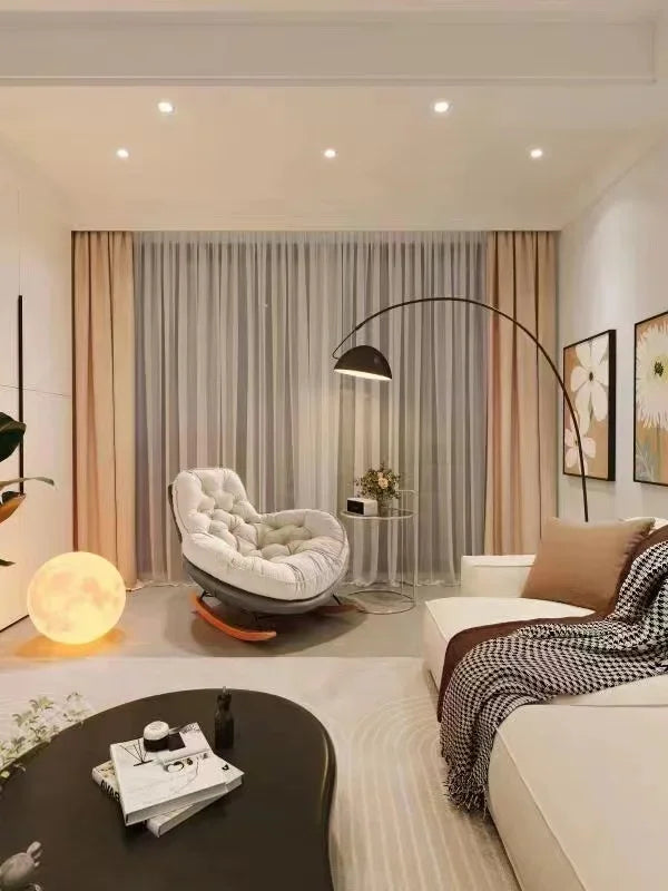 Elegant Nordic Rocking Chair for Living Room Single Penguin Chair Cozy Lazy Sofa Stylish Lounge Chair for Balcony and Patio
