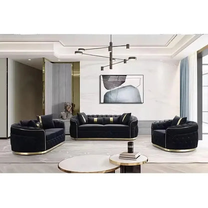 pg45American fabric buckle sofa European light luxury velvet simple straight sofa