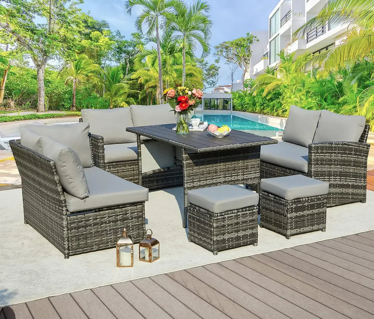 Patio Furniture Set 7 Pieces Outdoor Patio Furniture with Dining Table