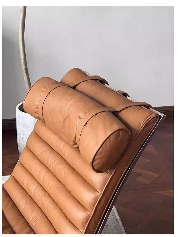 Leisure chair living room high-end retro recliner medium antique stainless steel sofa chair comfortable