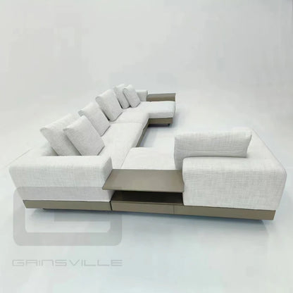 L-shaped sofa home furniture simple style white sofa set modern living room leather fabric combination sofa