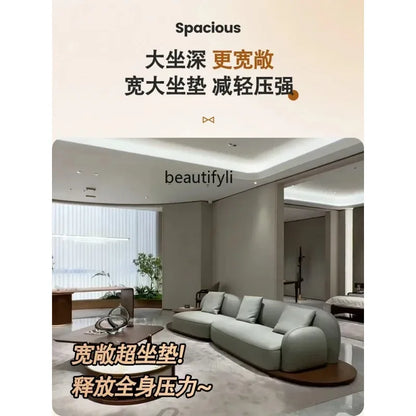 A506  Sofa Italian minimalist cowhide large flat-level villa living room high-end modern simple cream leather sofa