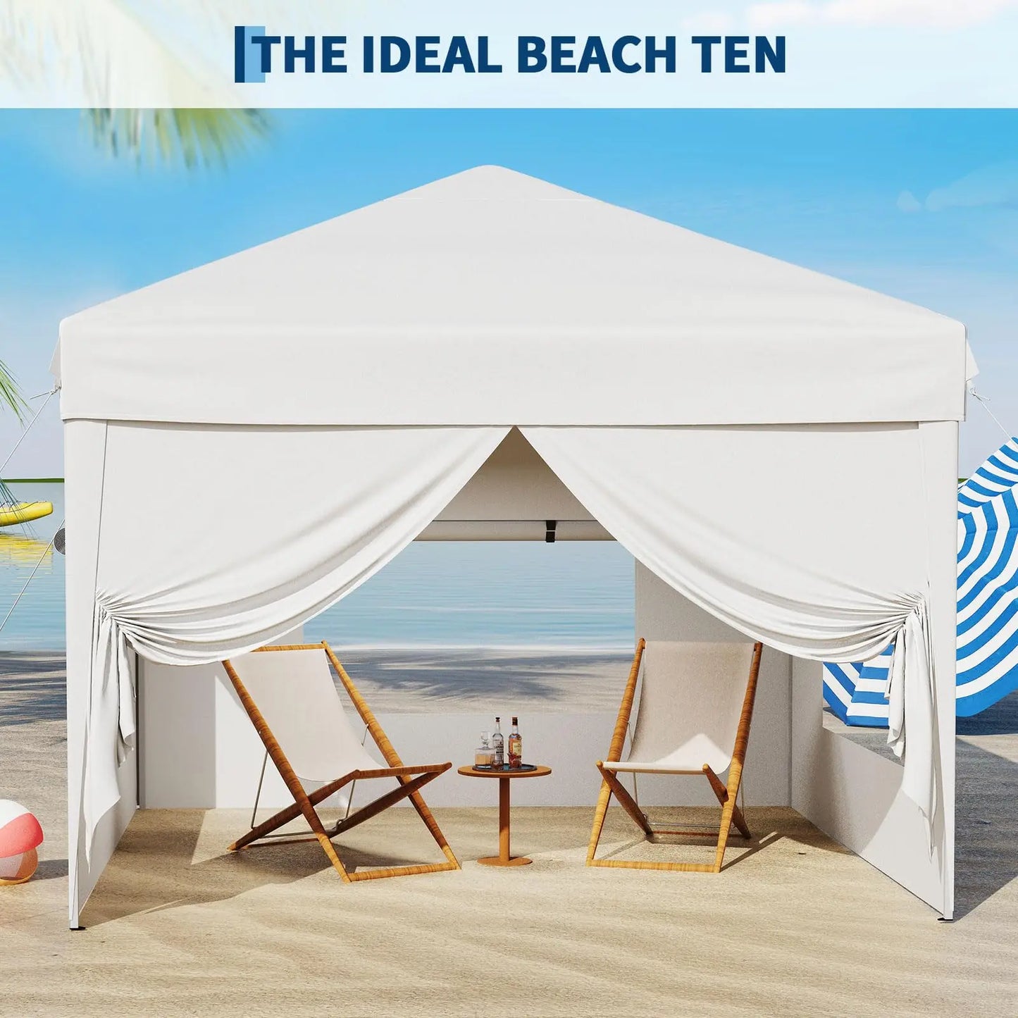 10x10FT Pop Up Canopy Tent With Sidewalls & Sandbags Heavy Duty Event Gazebo Portable Outdoor Sun Shade For Party Vendor Camping
