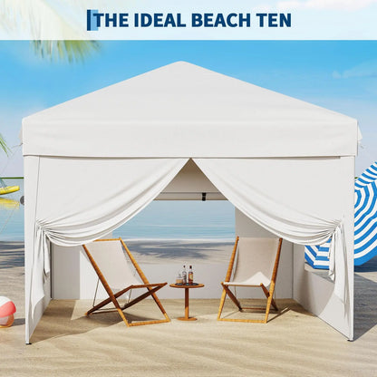 10x10FT Pop Up Canopy Tent With Sidewalls & Sandbags Heavy Duty Event Gazebo Portable Outdoor Sun Shade For Party Vendor Camping