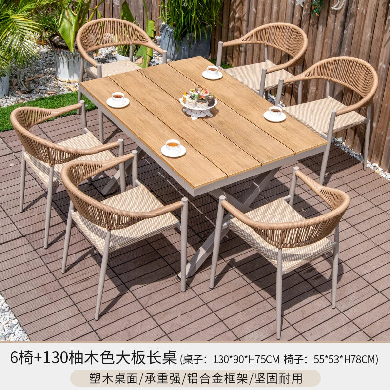 Outdoor table and chair courtyard villa leisure open-air balcony rattan chair Internet celebrity waterproof sunscreen garden