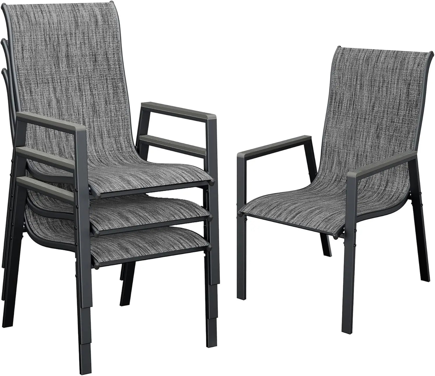Patio Chairs Set of 4, Stackable Outdoor Chairs with All Weather Breathable Textilene, High Back Metal Frame