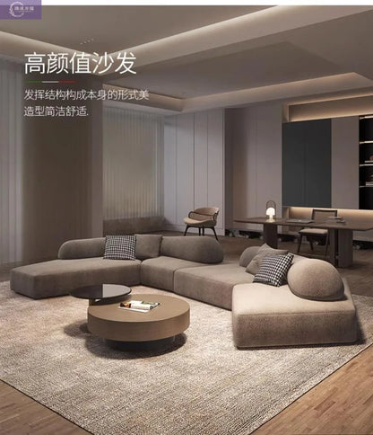Fabric Sofa Combination Villa Large Apartment Sitting Italian Rock Irregular Special-shaped Large Flat Edta Double-sided