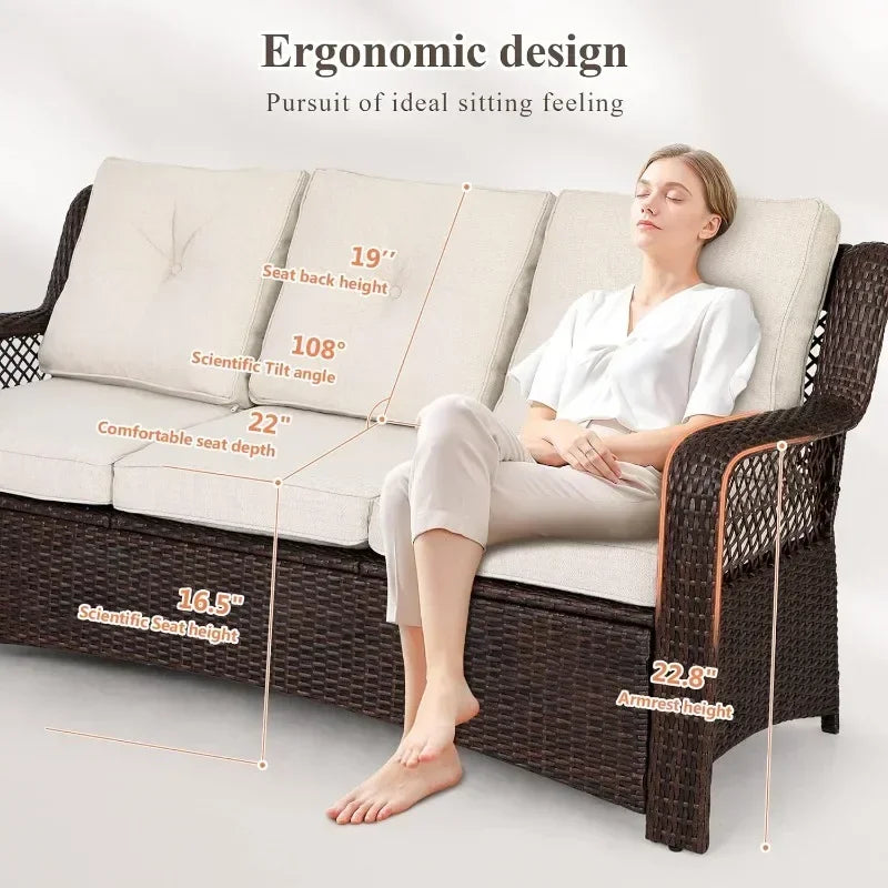Long - lasting 6 Pieces Patio Furniture Set, Wicker Outdoor Patio Sets, Sectional Rattan Sofa Chairs with Coffee Table