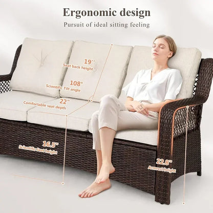 Long - lasting 6 Pieces Patio Furniture Set, Wicker Outdoor Patio Sets, Sectional Rattan Sofa Chairs with Coffee Table