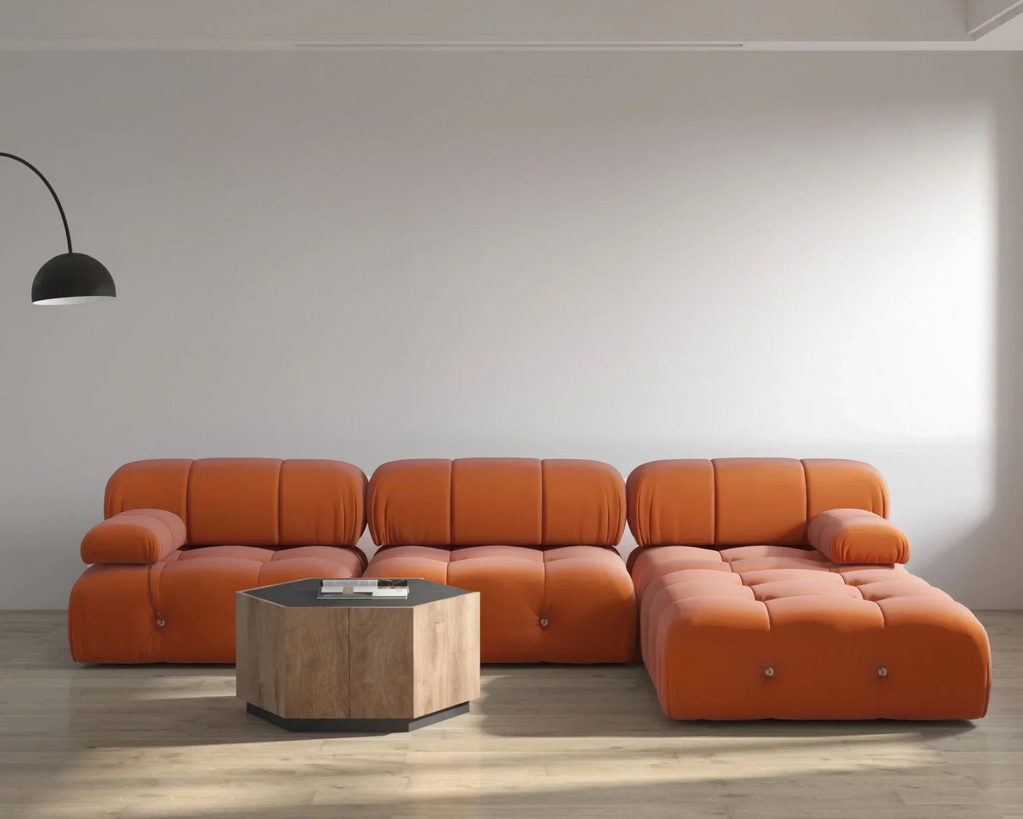 Nordic l shape Sectional sofa With Ottoman Modular Combination Velvet Modular Sofas Long Couch