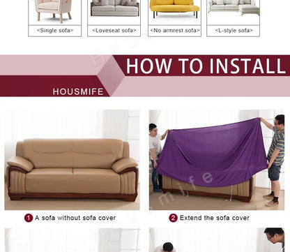 Elastic Solid Color Sofa Cover for Living Room All-inclusive Spandex Couch Cover Sectional Furniture Slipcover 1/2/3/4 Seater