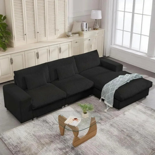 U Shaped Cloud Couch Sectionals Comfy White Sectional Couches for Living Room Modern Oversized Modular Sofas, Corduroy Large Big