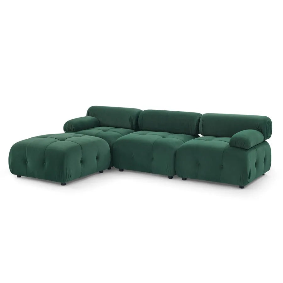 Modular Sectional Sofa Button Tufted Designed and DIY Combination L Shaped Couch with Reversible Ottoman Green Velvet