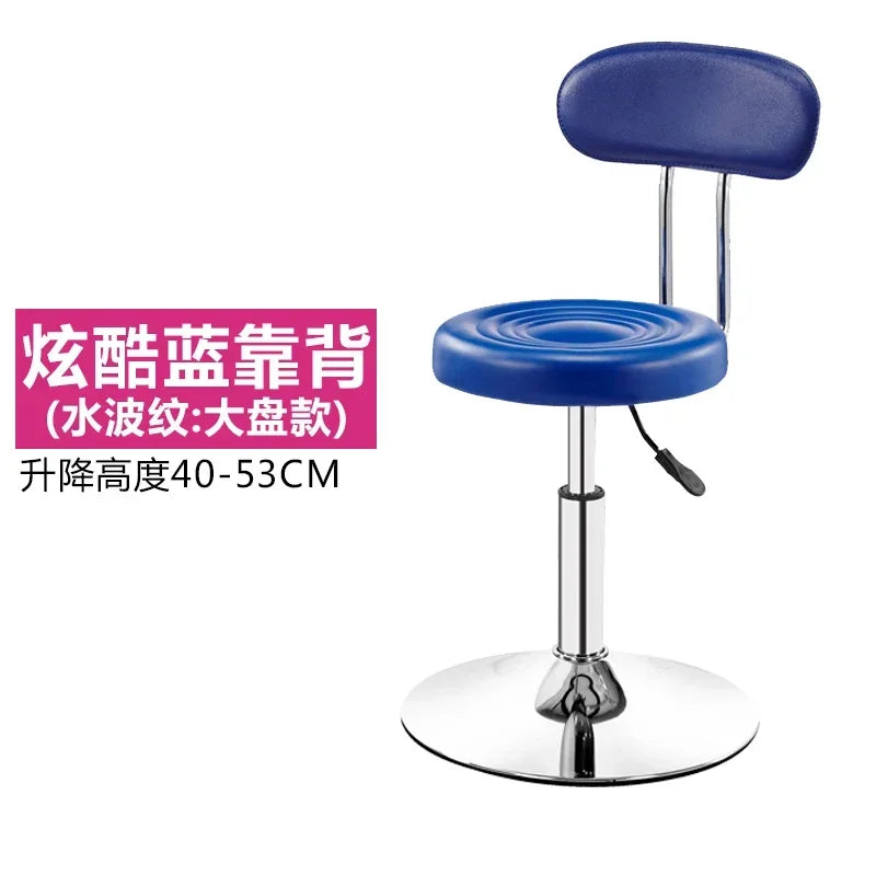 Black PU Leather Rolling Stool Round Swivel Stool with Wheels Height-Adjustable Seat for Salon Tattoo or Office Use