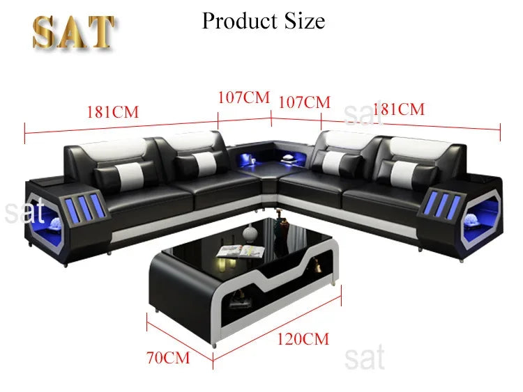 Internet celebrity modern multi-functional led living room comfortable living room reclining sofa