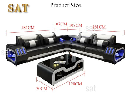 Internet celebrity modern multi-functional led living room comfortable living room reclining sofa