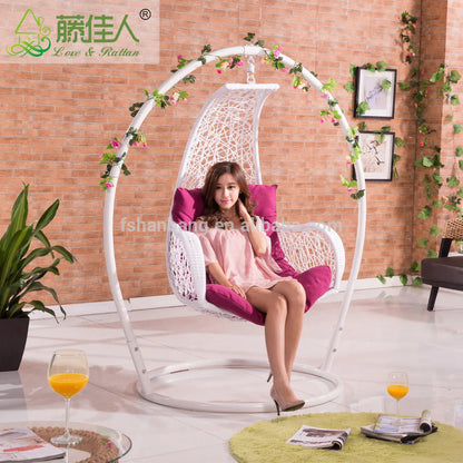 Modern Outdoor Patio Garden Backyard Wicker Rattan Double Swing Hanging Chair for Bedroom Application Durable Metal Material