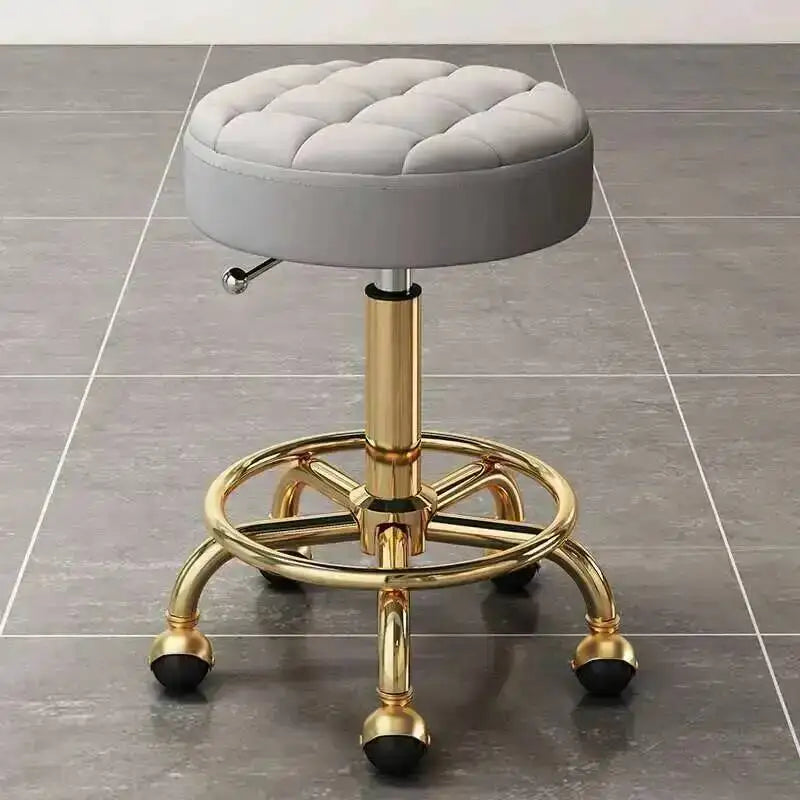 Barber Hairdressing Salon Chairs Gold Beauty Makeup Chair Furniture Office Desk Stool With Wheels Swivel Lifting Round Stools