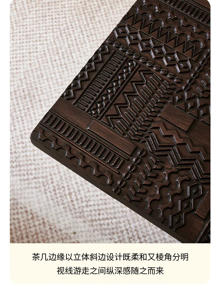 Retro coffee table light luxury high-end sense solid wood carving flower home living room minimalist 1.6 meters high-end