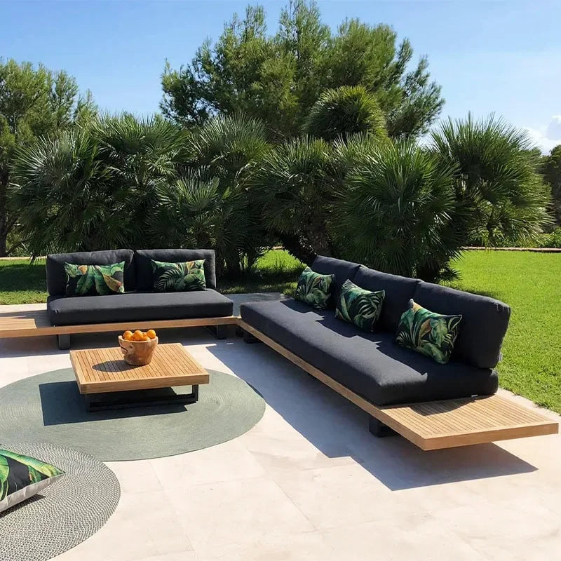 #2024 New Product Teak Table With Outdoor Sofa Set Leisure Villa Courtyard Garden Furniture