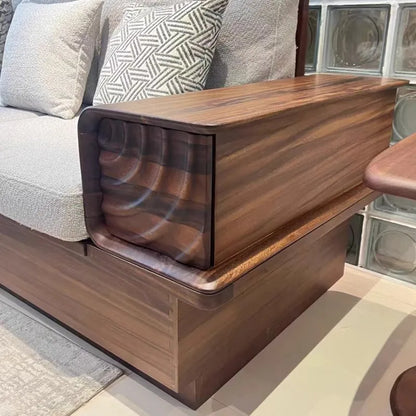 Solid wood sofa black walnut living room new new Chinese-style small apartment storage box body dual-purpose
