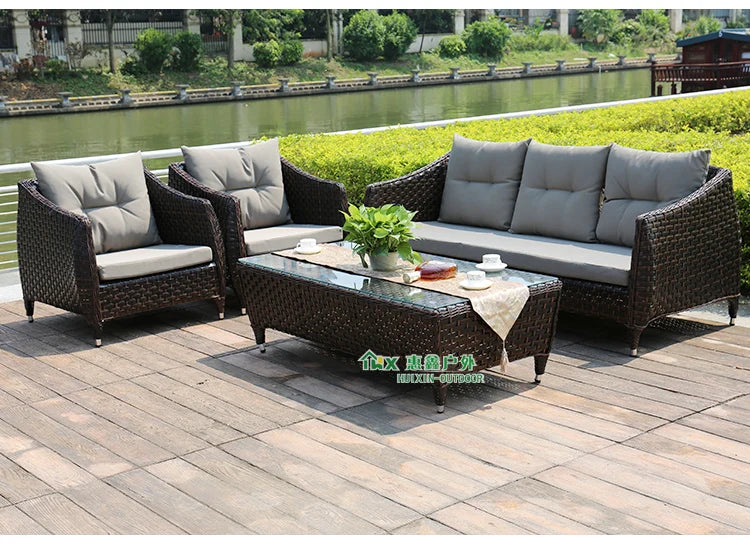 Leisure Courtyard Garden Sofas Outdoor Simple Homestay Coffee Table Garden Sofa Terrace Pe Rattan Furniture Sofá Exterior MHHYSF