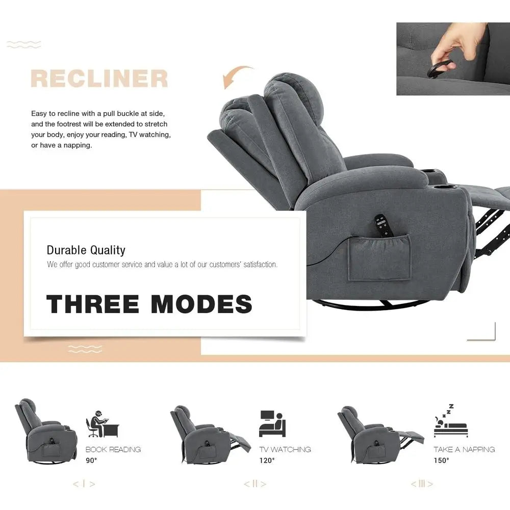 Dual Motor Power Lift Recliner for Elderly Adults with Heat Massage Lay Flat Feature Wireless Remote Cup Holder Customizable