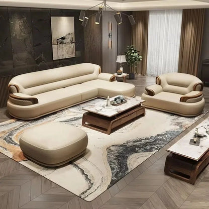 Light Sofa 1+2+3 Leather Sofa High-grade New Modern Senior Living Room New Chinese European American Sofa