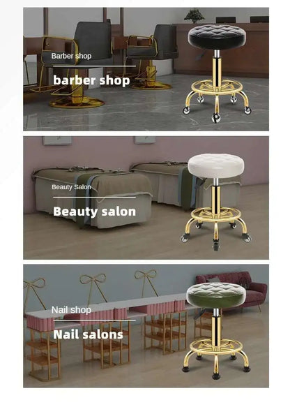 Luxury Rotating Barber Chair for Beauty Salon Modern Metal Movable Backrest Office Chairs Creative Salon Chair for Hair Salon