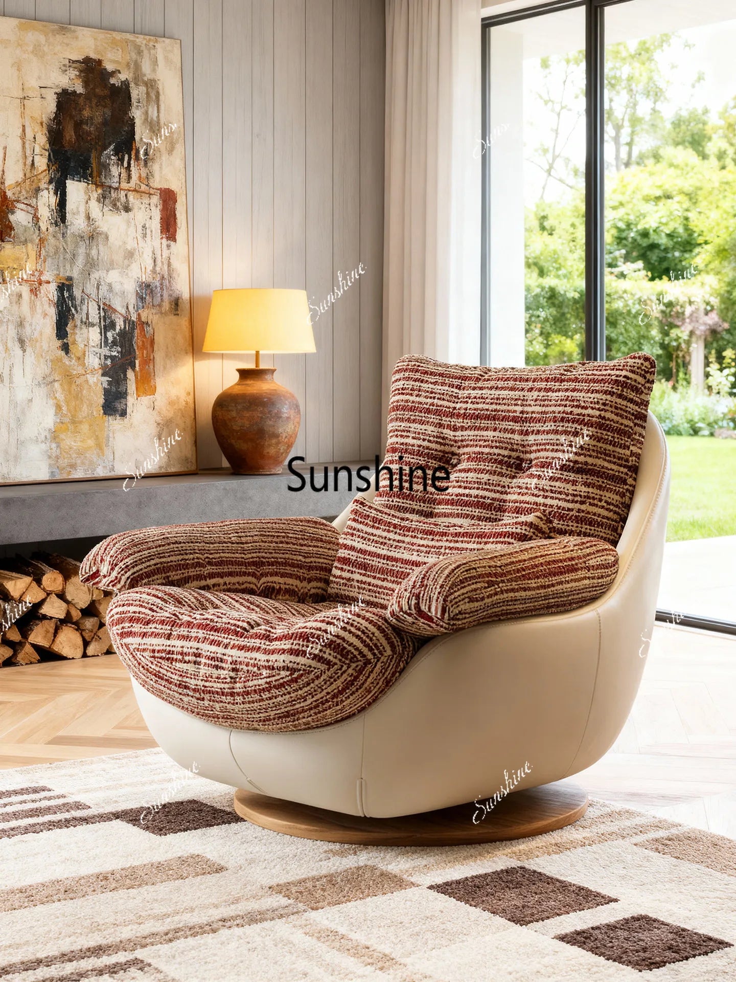Medieval sofa chair light luxury high-end chair single rotating lazy leisure chair