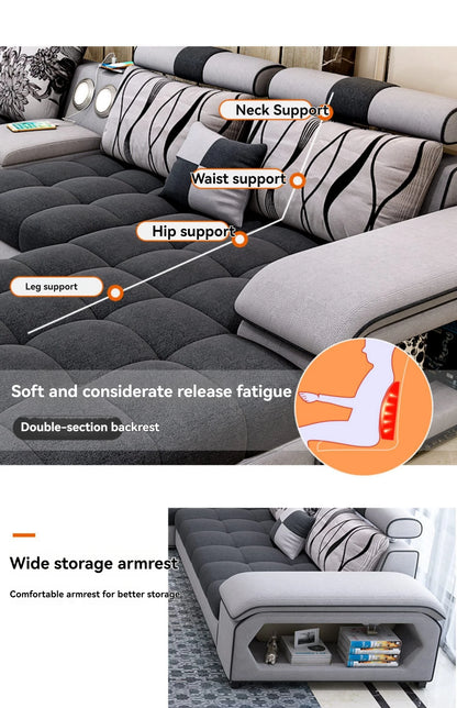 Sectional Couches for Living Room with Smart Bluetooth Speaker Charging Sectional Sofa Set with Chaise L-Shape Sectional Couch