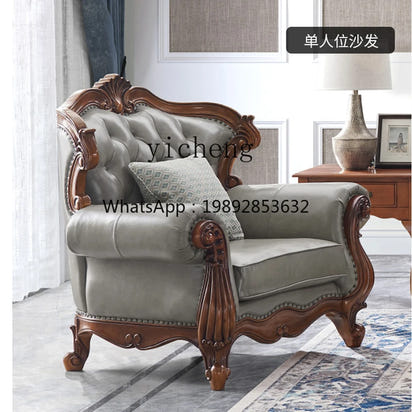solid wood sofa simple European living room retro combination light luxury neoclassical sofa small apartment