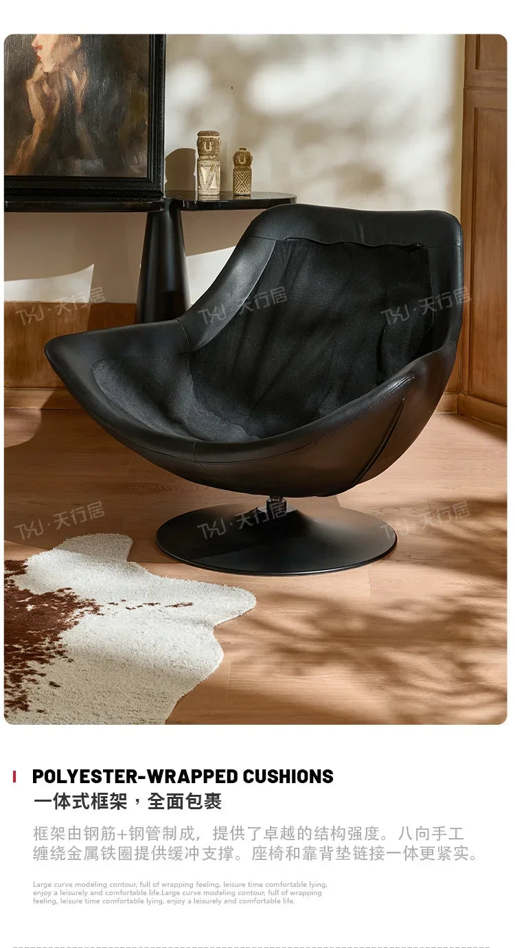 Italian single sofa chair living room designer casual lazy sofa vintage swivel chair
