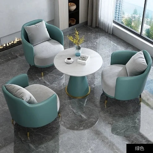 Custom minimalist light luxury single sofa coffee table set leisure hotel reception sales office negotiation table and chair