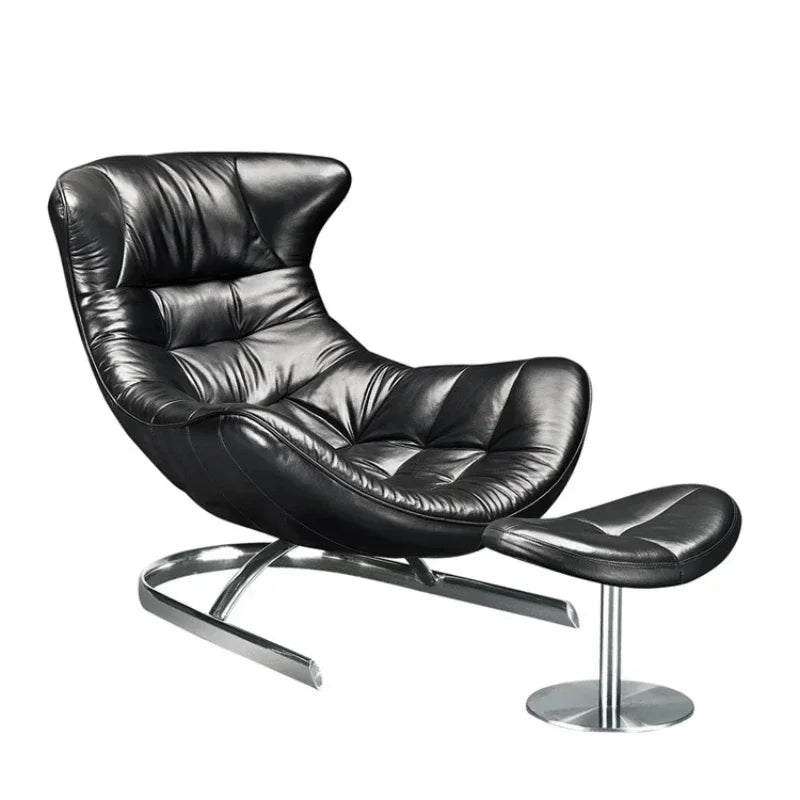 AANew Style Italian Single Leather Sofa Chair Living Room Light Luxury Bedroom Modern Wingback Chair Leisure Chair Recliner Ss 7