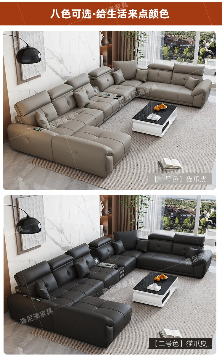 Modern Minimalist Sofa Leather Recliner Corner Living Room Sofa Relaxing Comfortable Muebles Para Habitacion Home Accessories