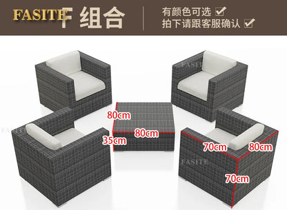 Outdoor rattan sofa combination U-shaped corner courtyard garden balcony hotel
