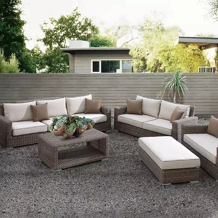 Luxury Modern Outdoor Aluminium Modular Waterproof Wicker Lounge Furniture Set Rattan Garden Sofas Set