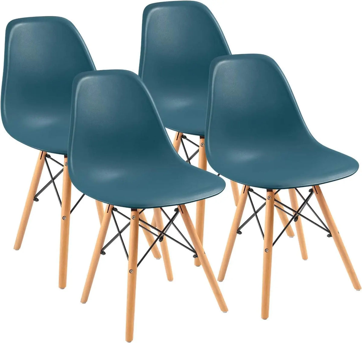 Furmax Modern Style Dining Chair Mid Century Modern DSW Chair, Shell Lounge Plastic Chair for Kitchen Chairs Set of 4(White)