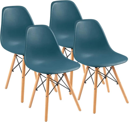 Furmax Modern Style Dining Chair Mid Century Modern DSW Chair, Shell Lounge Plastic Chair for Kitchen Chairs Set of 4(White)