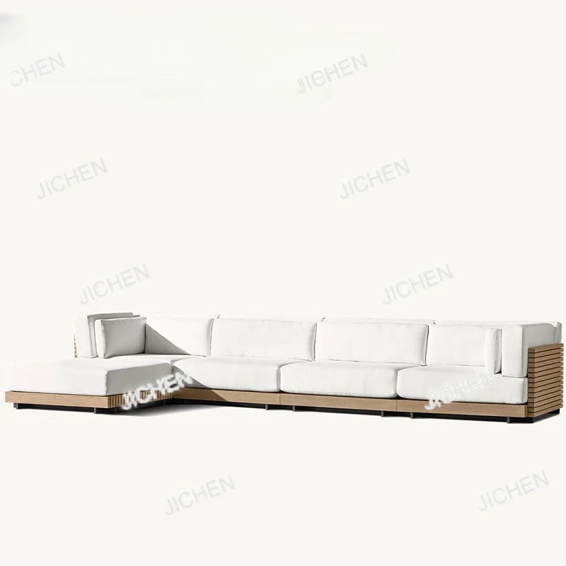 HG Hotel Outdoor Furniture Deluxe Teak Outdoor Sofa Hotel Garden Set Modern Villa Terrace Furniture Combination Outdoor Sofa