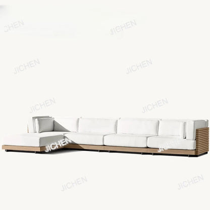 HG Hotel Outdoor Furniture Deluxe Teak Outdoor Sofa Hotel Garden Set Modern Villa Terrace Furniture Combination Outdoor Sofa